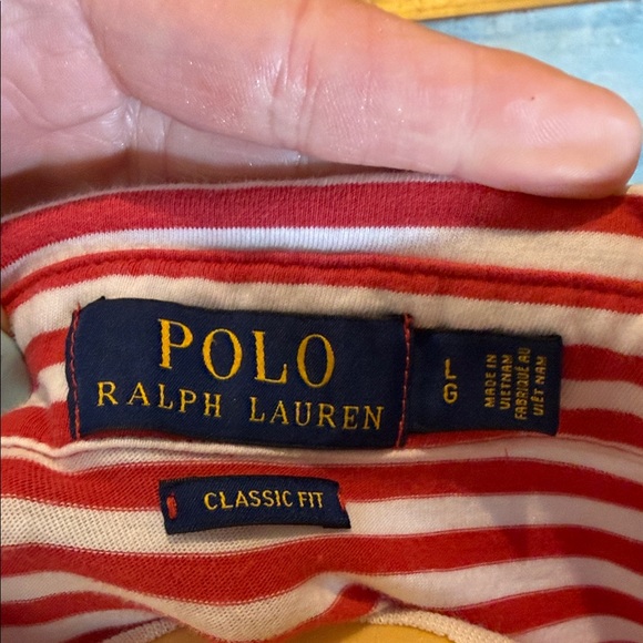 Ralph Lauren Men's Striped Polo Shirt - Red and white size Large - Picture 6 of 6
